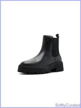 Women's Low Block Heel Chelsea Ankle Bootie Leather Round Toe Fall Shoe